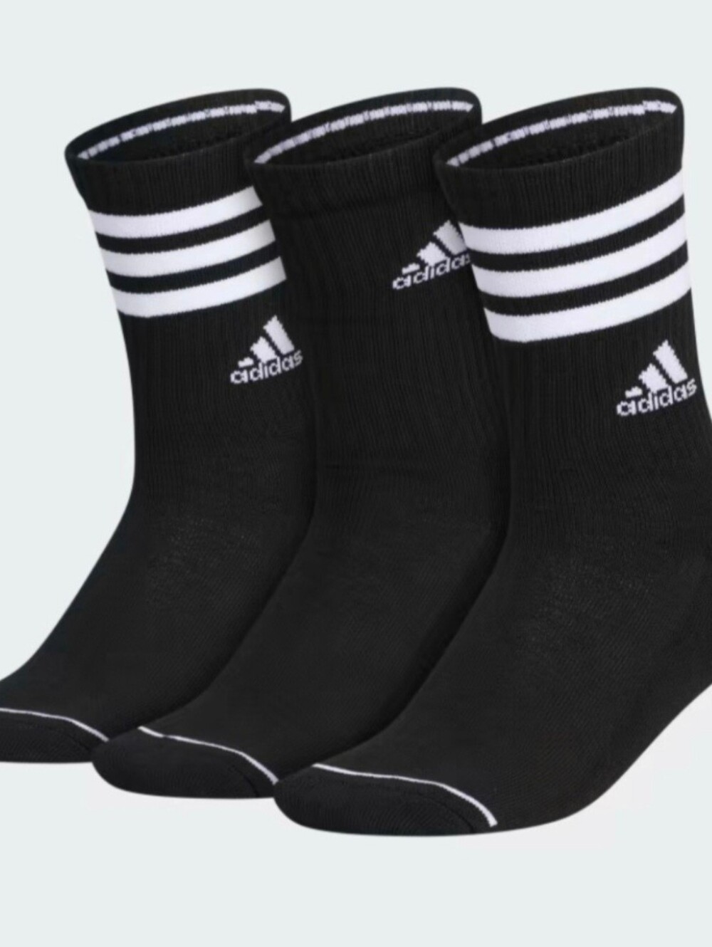 adidas Cushioned 3 Stripe High Quarter Crew Socks Womens Size 5-10 Climacool 3Pk